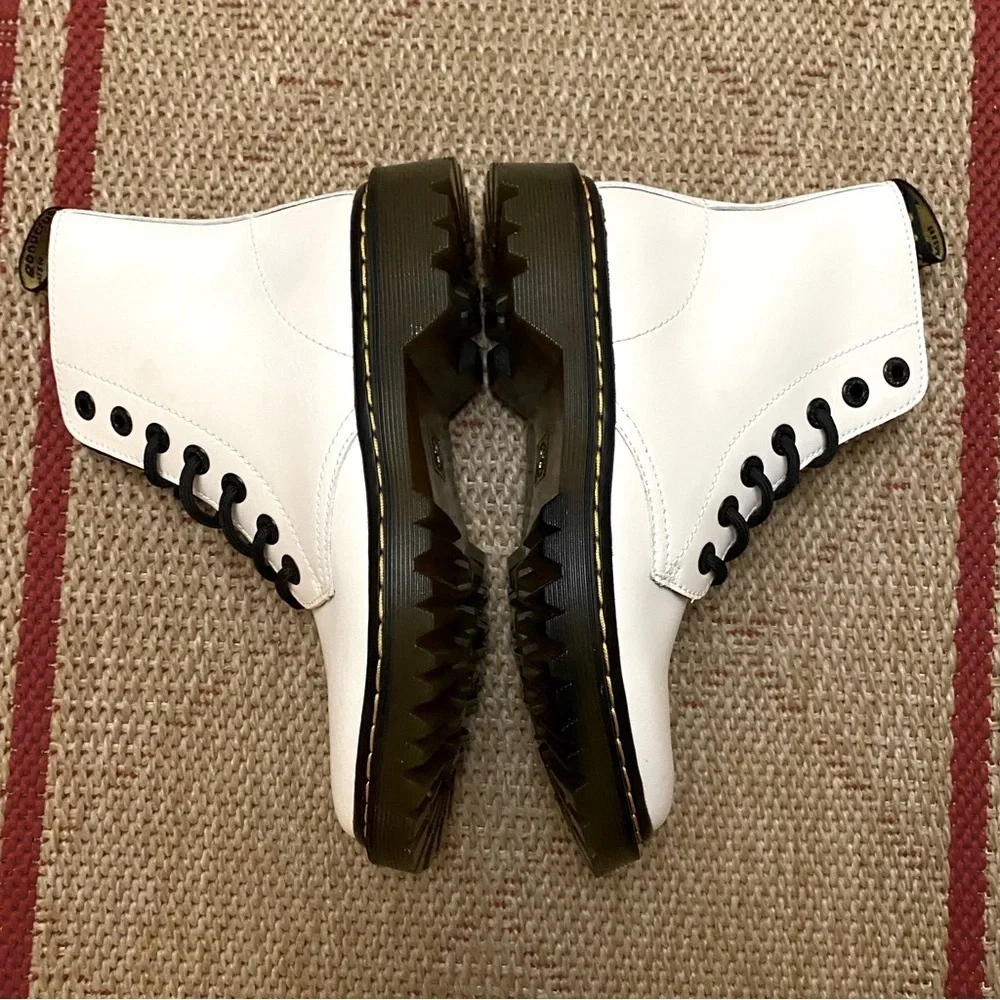 Dr Martens Luana White Leather Lace Up Combat Boots sz 6 - Picture 10 of 12